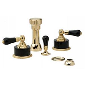 Phylrich - Versailles Four Hole Bidet Set W/Vertical Spray, Black Onyx Handle