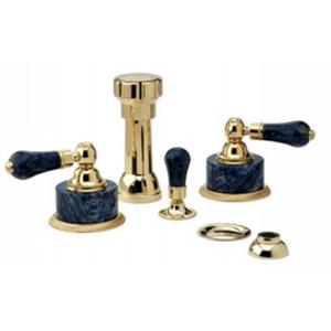 Phylrich - Regent Four Hole Bidet set W/Vertical Spray, Bleu Sodalite Handle