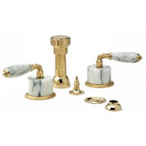 Phylrich - Valencia Four Hole Bidet Set W/Vertical Spray White Marble Lever Handles