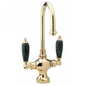 Phylrich - Bar Faucets Single Hole Bar Faucet, 5IN Spout - Green Marble Lever Handles