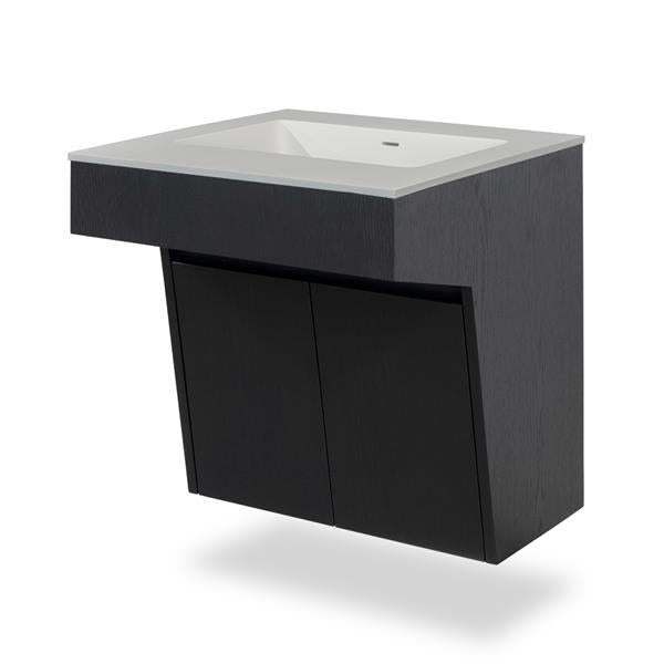 Lacava - Kubitop 19 Inch Wall-Mount Vanity With Two Doors And Fingerpull Openings