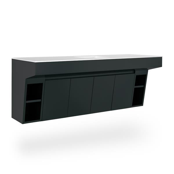 Lacava - Kubitop 22 Inch, Wall-Mount Vanity With Four Doors, One Cubby With Shelf And Fingerpull Openings