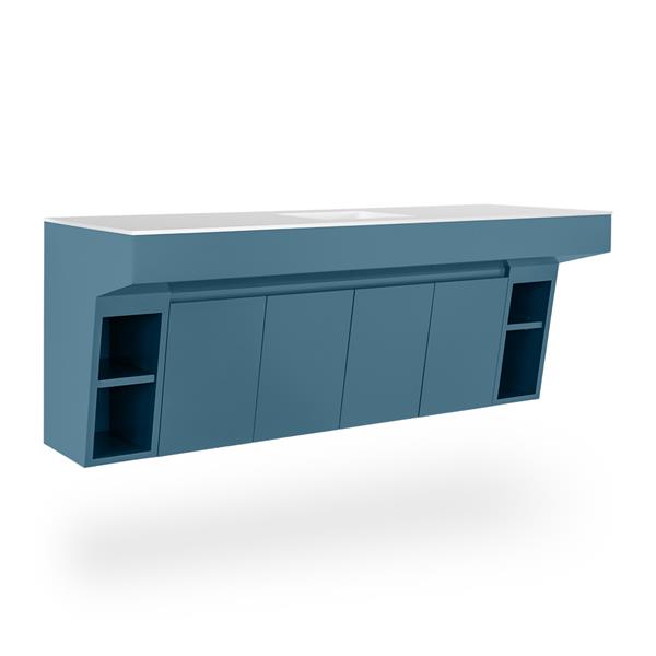 Lacava - Kubitop 22 Inch, Wall-Mount Vanity With Four Doors, One Cubby With Shelf And Fingerpull Openings