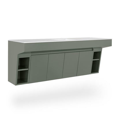 Lacava - Kubitop 22 Inch, Wall-Mount Vanity With Four Doors, One Cubby With Shelf And Fingerpull Openings