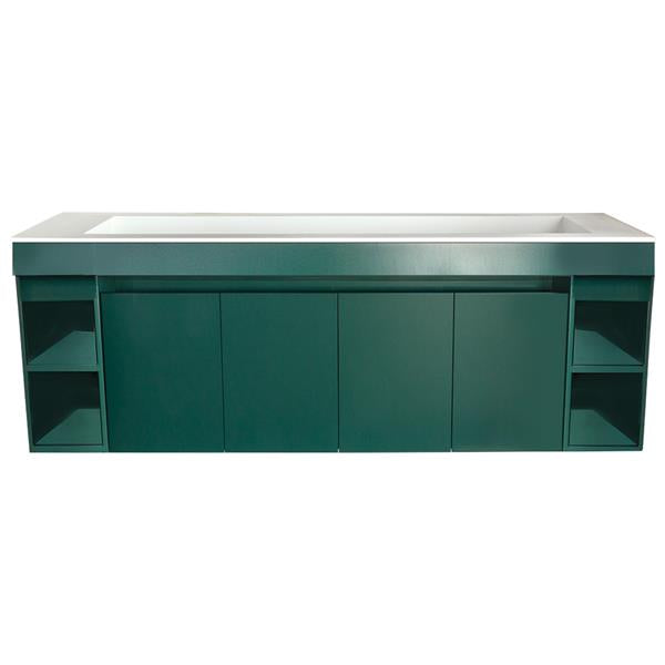 Lacava - Kubitop 22 Inch, Wall-Mount Vanity With Four Doors, One Cubby With Shelf And Fingerpull Openings