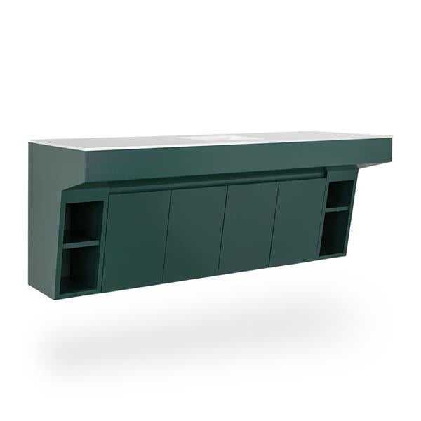 Lacava - Kubitop 22 Inch, Wall-Mount Vanity With Four Doors, One Cubby With Shelf And Fingerpull Openings