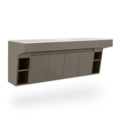 Lacava - Kubitop 22 Inch, Wall-Mount Vanity With Four Doors, One Cubby With Shelf And Fingerpull Openings
