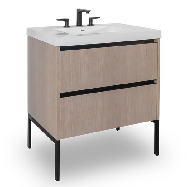Lacava - Kubista Wall-Mount Under Counter Vanity With 2 Drawers And A Notch In Back