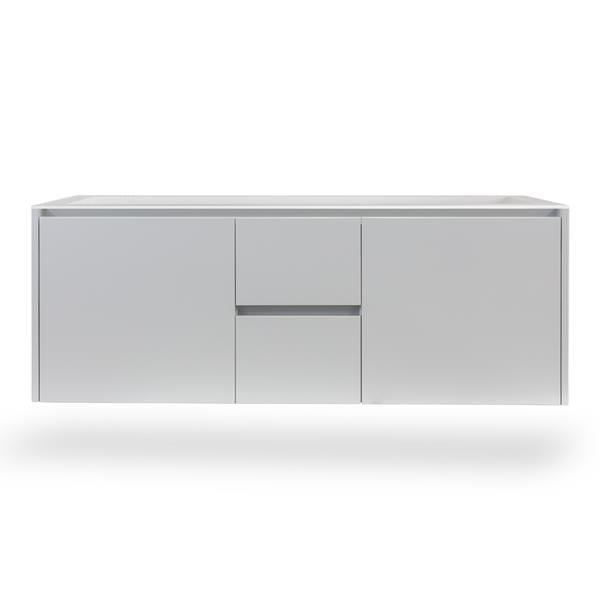 Lacava - Kubista Wall-Mount Under-Counter Double Vanity With A Notch-Back Large Drawer On Left And Right, And Two Small Drawers On The