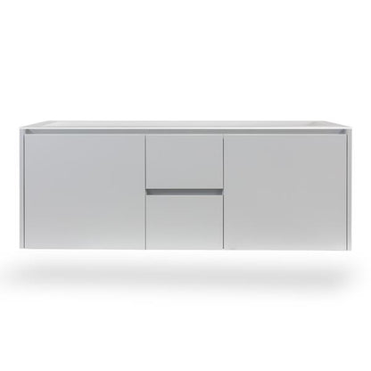 Lacava - Kubista Wall-Mount Under-Counter Double Vanity With A Notch-Back Large Drawer On Left And Right, And Two Small Drawers On The