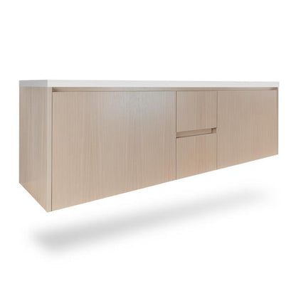 Lacava - Kubista Wall-Mount Under-Counter Double Vanity With A Notch-Back Large Drawer On Left And Right, And Two Small Drawers On The