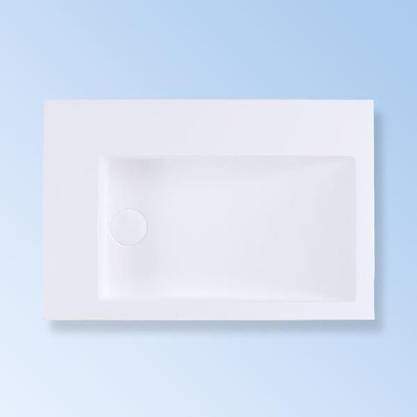 Lacava - La Scala Vessel Bathroom Sink With Deck On The Left, Made Of Solid Surface, With An Overflow And Decorative Drain Cover.