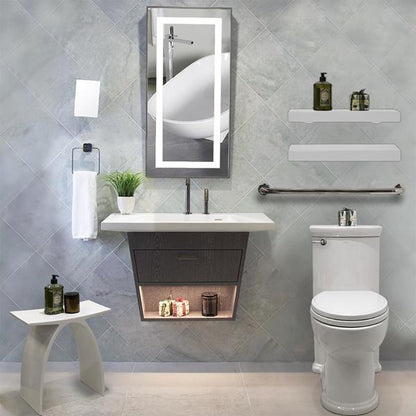 Lacava - Libera  Wall Mount Under Counter Vanity With Open Cubby Fill Open Door, Led Lights, And Polished Chrome Pull