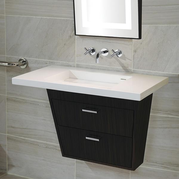 Lacava - Libera  Wall-Mount Vanity With Two Flip-Down Doors (Pull Installed Upon Request); Ada Compliant