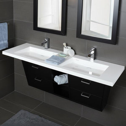 Lacava - Libera  Wall Mount Under Counter Vanity With Two Open Cubbies, Four Flip Open Doors, Led Light, And Polished Chrome Pulls.