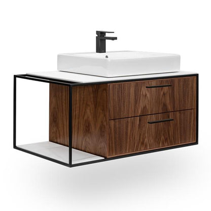 Lacava - Linea  Cabinet Of Wall-Mount Under-Counter Vanity Lin-Vs-36R With Sink On The Right