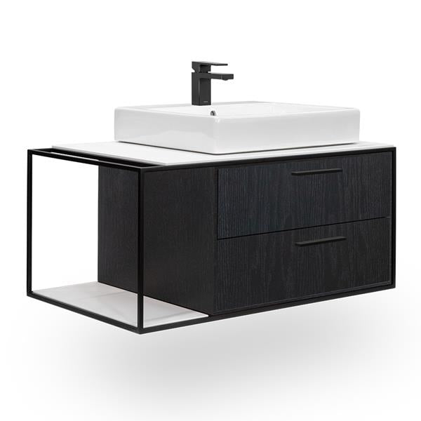 Lacava - Linea  Cabinet Of Wall-Mount Under-Counter Vanity Lin-Vs-36R With Sink On The Right