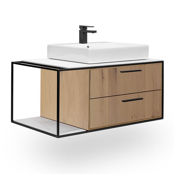 Lacava - Linea  Cabinet Of Wall-Mount Under-Counter Vanity Lin-Vs-36R With Sink On The Right
