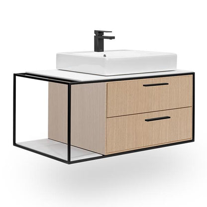 Lacava - Linea  Cabinet Of Wall-Mount Under-Counter Vanity Lin-Vs-36R With Sink On The Right