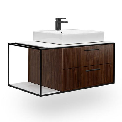 Lacava - Linea  Cabinet Of Wall-Mount Under-Counter Vanity Lin-Vs-36R With Sink On The Right