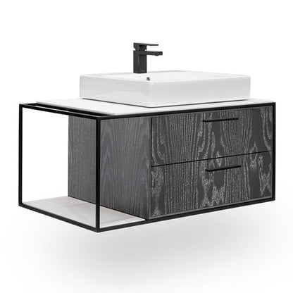 Lacava - Linea  Cabinet Of Wall-Mount Under-Counter Vanity Lin-Vs-36R With Sink On The Right