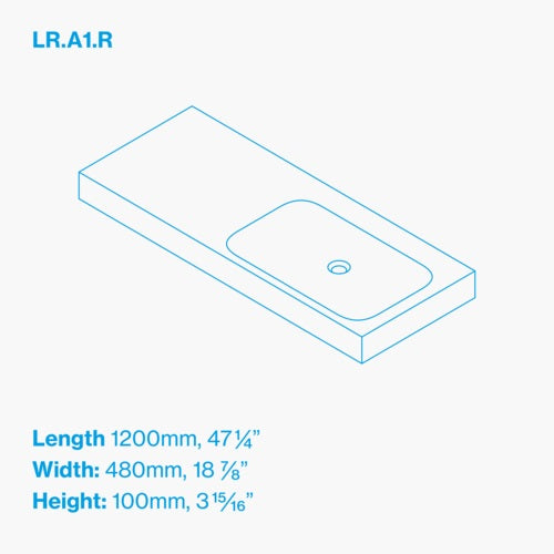 Kast - Lars Countertop/Wall Mount Basin, RH Bowl, 47-1/ x 18-7/8 Inch, Includes Wall Brackets