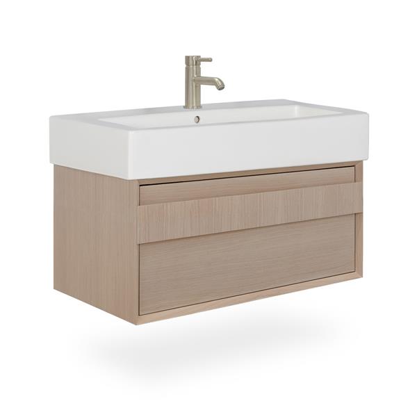 Lacava - Luce Wall-Mount Under-Counter Vanity With Finger Pulls On One Drawer