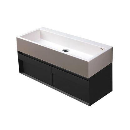 Lacava - Luce Wall-Mount Undercounter Vanity With Large Wood Pulls On Two Drawers