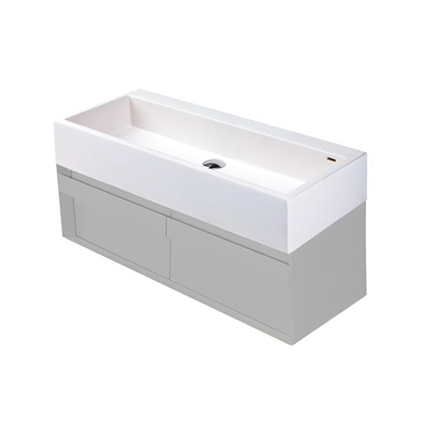 Lacava - Luce Wall-Mount Undercounter Vanity With Large Wood Pulls On Two Drawers
