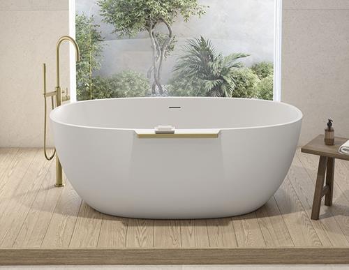 Fleurco - Aria Stone Lucia Tubwith Shelf 63 X 35