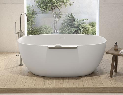 Fleurco - Aria Stone Lucia Tubwith Shelf 63 X 35