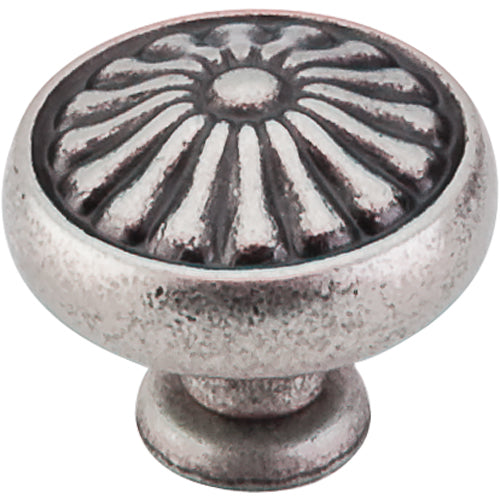 Top Knobs - Flower 1 1/4 Inch Diameter Round Knob - Pewter Antique