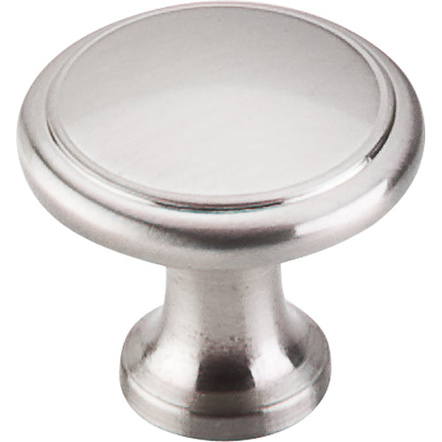 Top Knobs - Ringed 1 1/8 Inch Diameter Round Knob - Brushed Satin Nickel