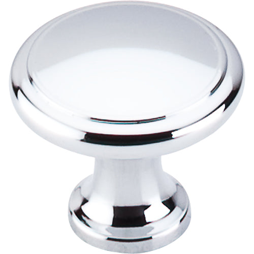 Top Knobs - Ringed 1 1/8 Inch Diameter Round Knob - Polished Chrome