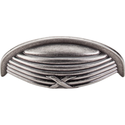 Top Knobs - Ribbon & Reed 3 Inch Center to Center Cup/Bin pull - Pewter Antique