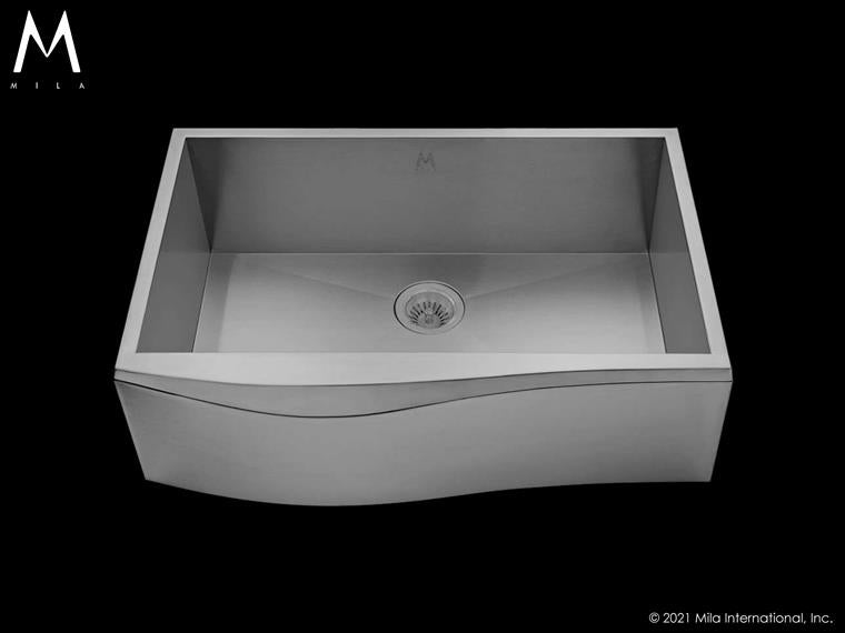 Mila - Apronfront Single Bowl Farmer Sink W/Compound Curved Apron And 2-Tone Finish