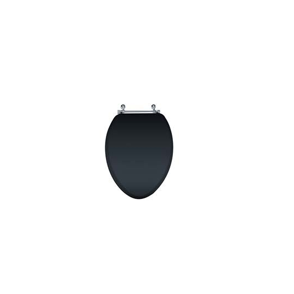 Lefroy Brooks - Classic Matte Black Elongated Solid Wood Toilet Seat With Bar Hinges
