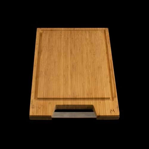Mila - Bamboo Cutting Board With Stainless Steel Handle For 16.5 Inch L Sinks
