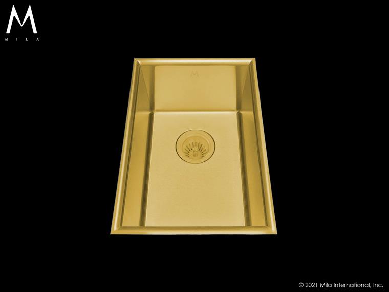 Mila - Crescent Low Profile Single Bowl Flush-Mount  - 12 X 17.5 Gold