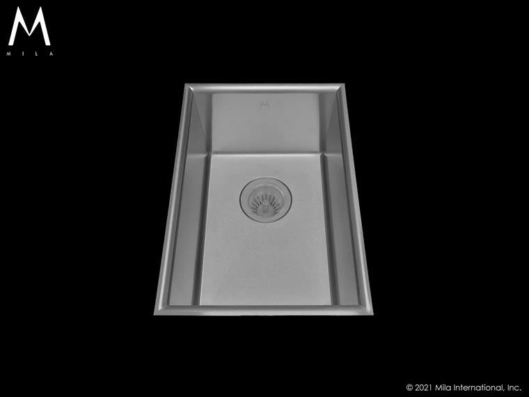 Mila - Crescent Low Profile Single Bowl Flush-Mount  - 12 X 17.5 Satin Brushed SS