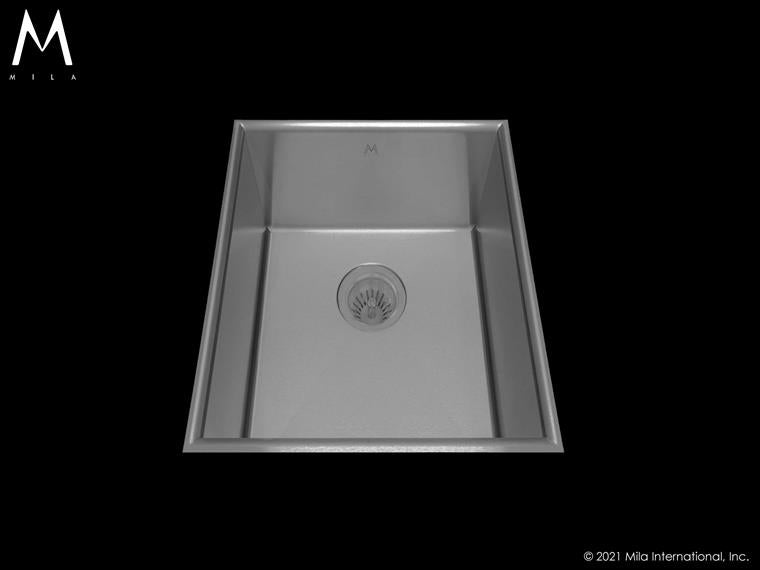 Mila - Crescent Low Profile Single Bowl Flush-Mount  - 16 X 17.5 Satin Brushed SS