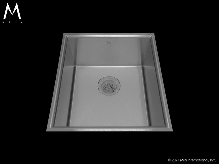 Mila - Crescent Low Profile Single Bowl Flush-Mount  - 20 X 17.5 Satin Brushed SS