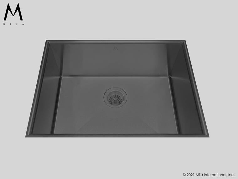 Mila - Crescent Low Profile Single Bowl Flush-Mount  - 24 X 17.5 Graphite