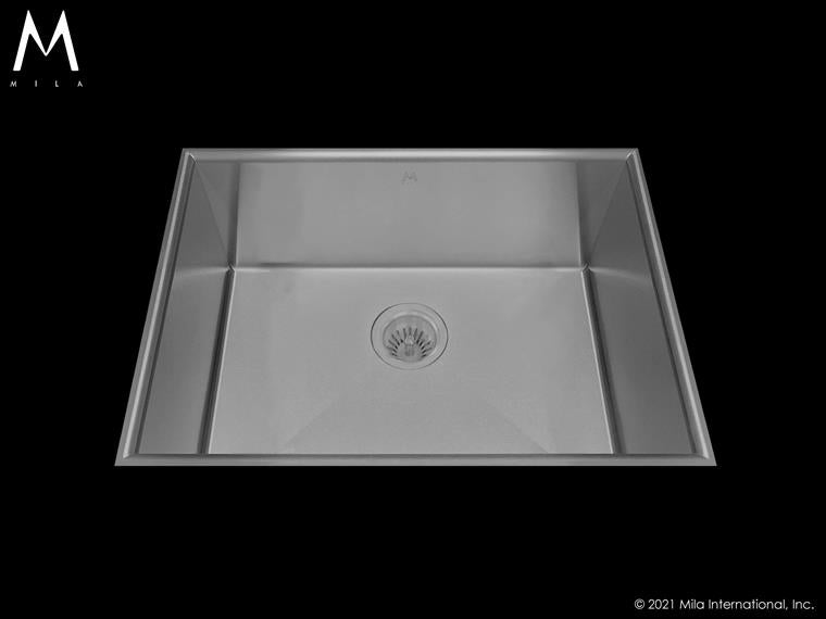 Mila - Crescent Low Profile Single Bowl Flush-Mount  - 24 X 17.5 Satin Brushed SS