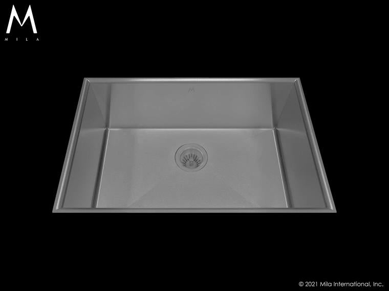 Mila - Crescent Low Profile Single Bowl Flush-Mount  - 28 X 17.5 Satin Brushed SS