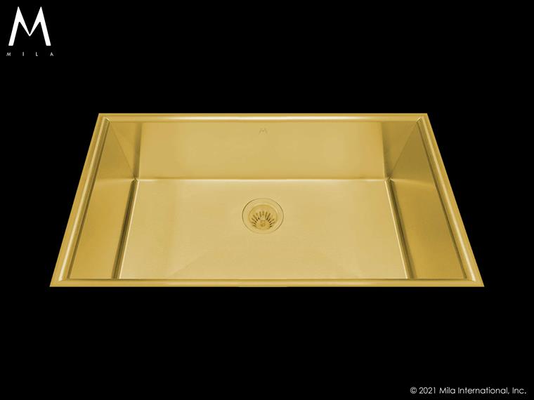 Mila - Crescent Low Profile Single Bowl Flush-Mount  - 32 X 17.5 Gold