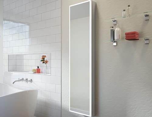 Fleurco - Luna Halo Tall Lighted Medicine Cabinet Single Flat