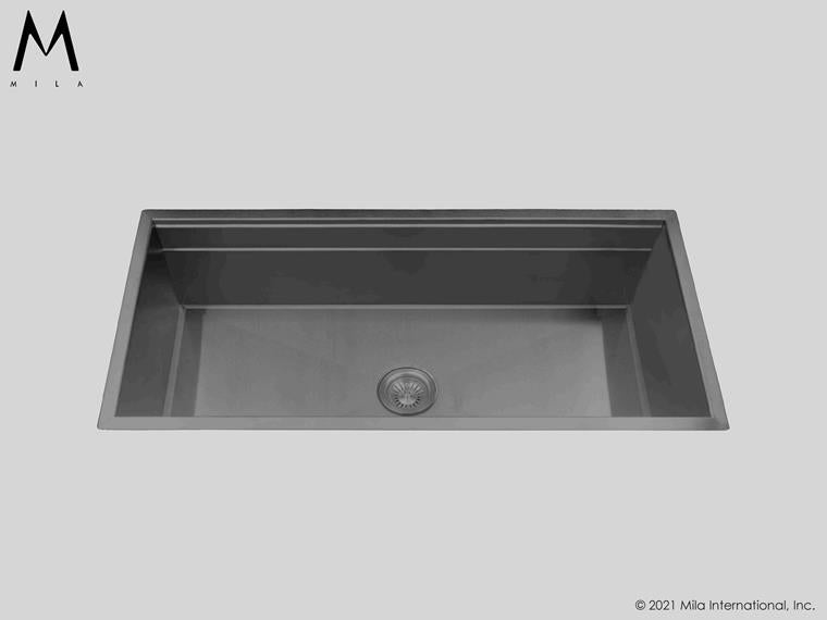 Mila - Workstation Single Bowl Flush-Mount  - 39 X 18.5 Graphite
