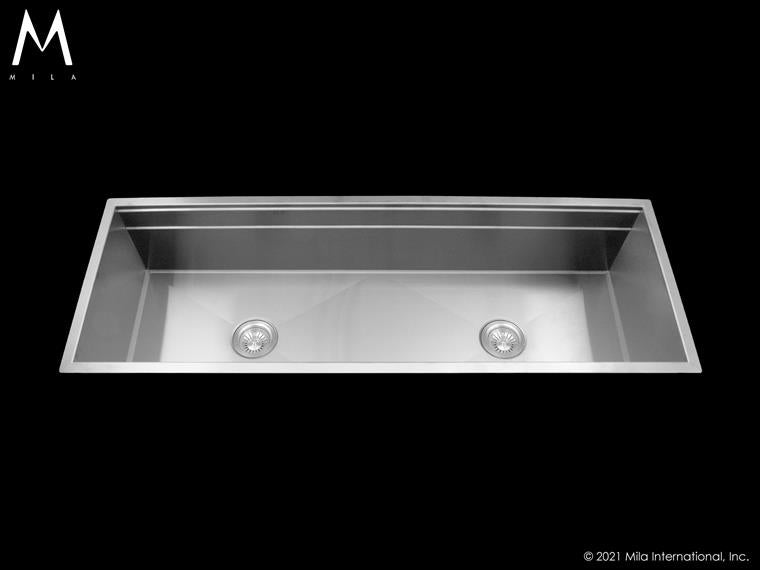 Mila - Workstation Single Bowl Flush-Mount  - 51 X 18.5 Satin Brushed SS