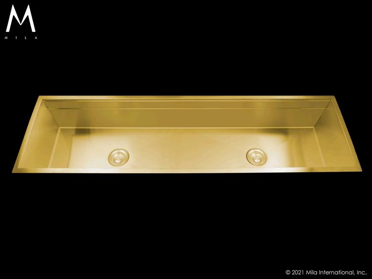 Mila - Workstation Single Bowl Flush-Mount  - 63 X 18.5 Gold
